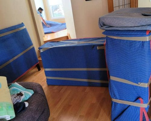 Furniture and household items prepared for moving