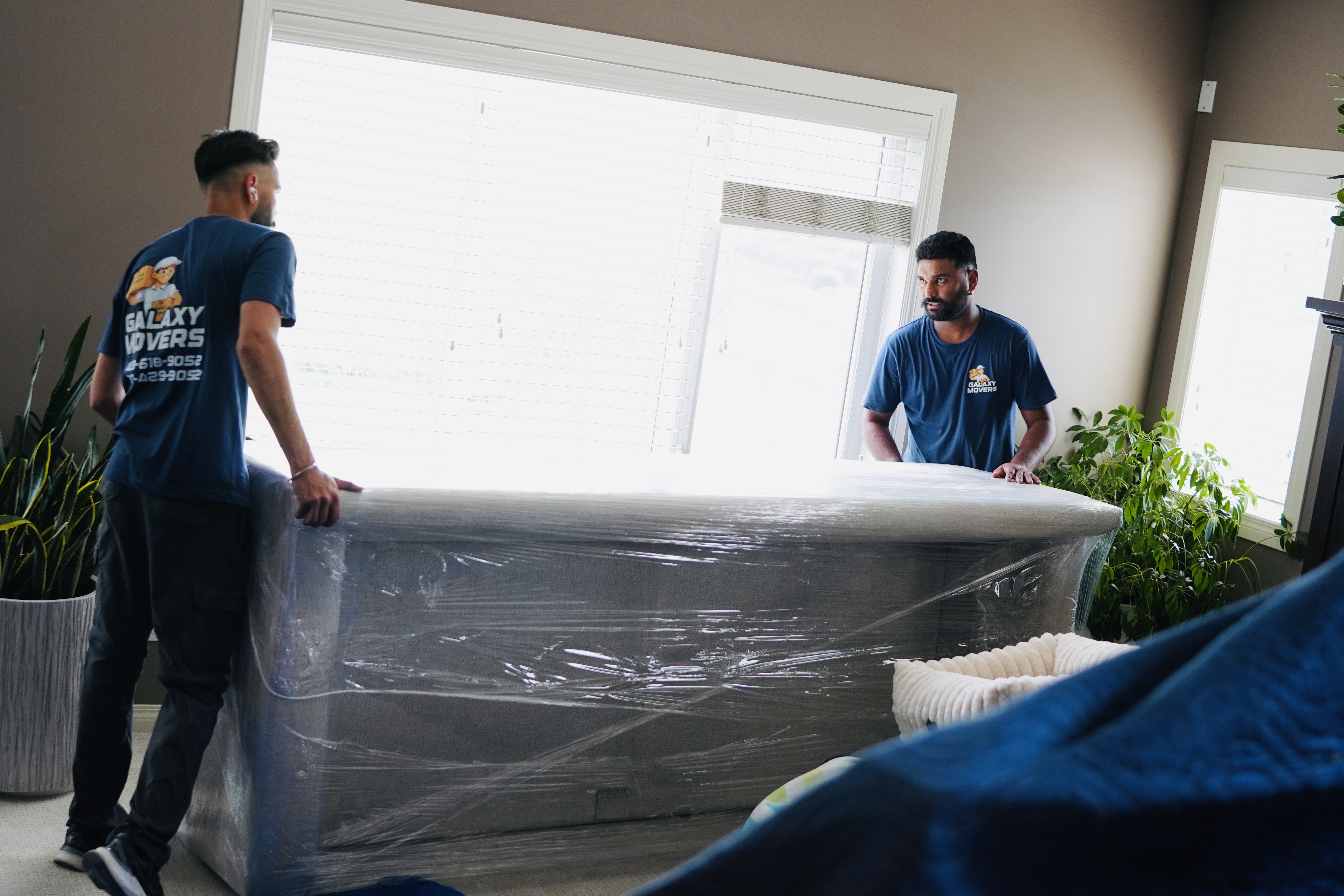 Professional movers handling boxes during a move in Strathmore
